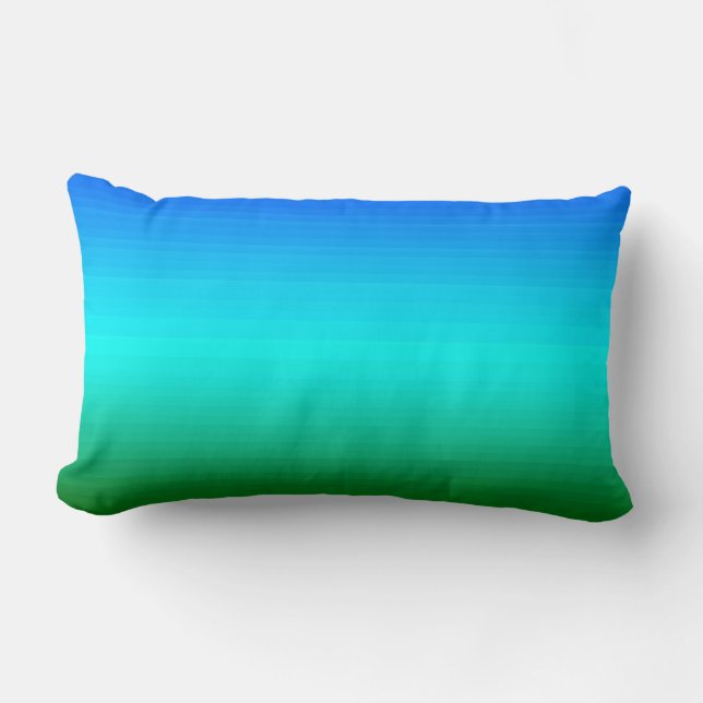 Sea and Sky Blue and Green Gradient Lumbar Pillow (Front)