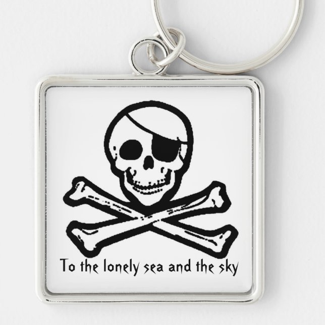Sea and Sky Jolly Roger Pirate Keychain (Front)