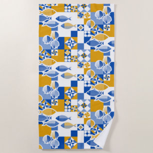 Sea and tiles beach towel