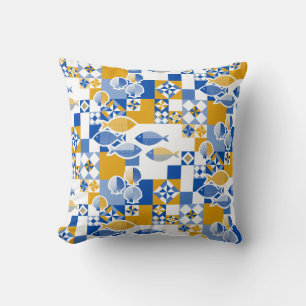 Sea and tiles throw pillow