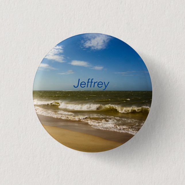Sea and waves 1 inch round button (Front)