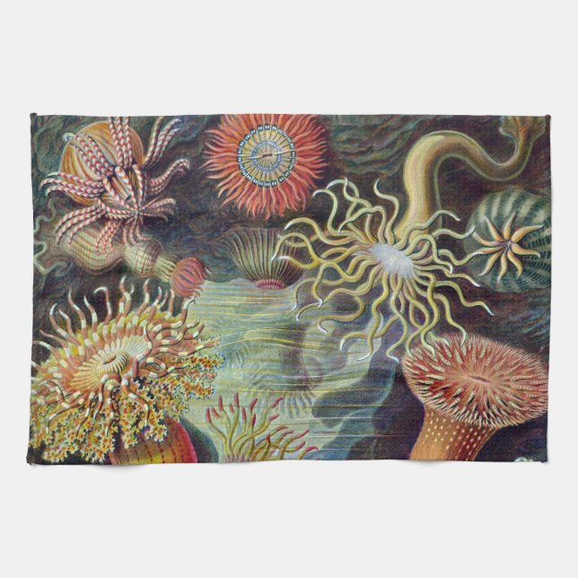 Sea Anemone Scientific Nature Ocean Kitchen Towel (Horizontal)