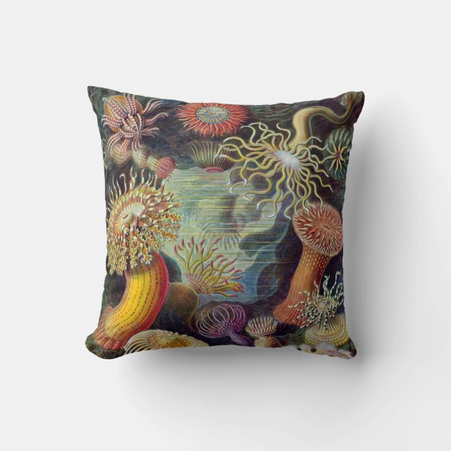 Sea Anemone Scientific Nature Ocean Throw Pillow (Front)