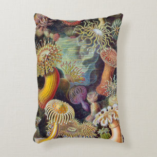 Sea Anemones, Vintage Actiniae by Ernst Haeckel Accent Pillow