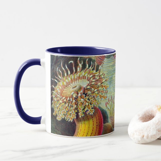 Sea Anemones, Vintage Actiniae by Ernst Haeckel Mug (With Donut)