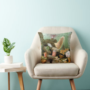 Sea Anemones, Vintage Marine Life Ocean Animals Throw Pillow