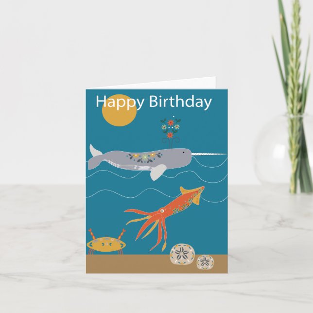 Sea animal birthday card (Front)