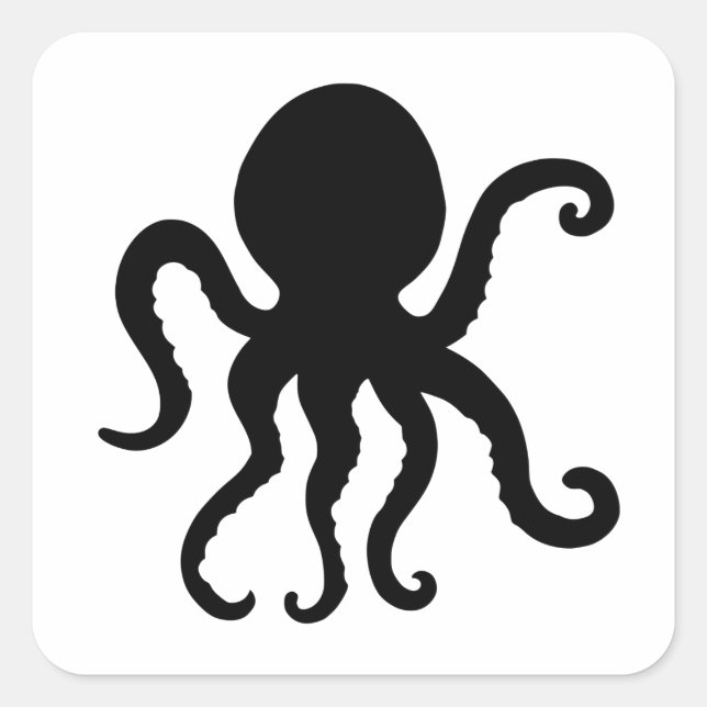 Sea Animal Octopus Silhouette Square Sticker (Front)
