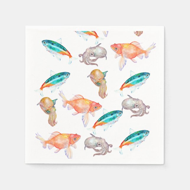 Sea animal pattern napkin (Front)