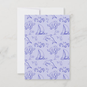 Sea animals and sailboat one line drawing pattern