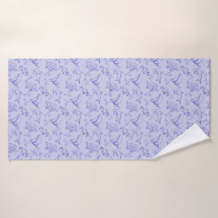 Sea animals and sailboat one line drawing pattern bath towel