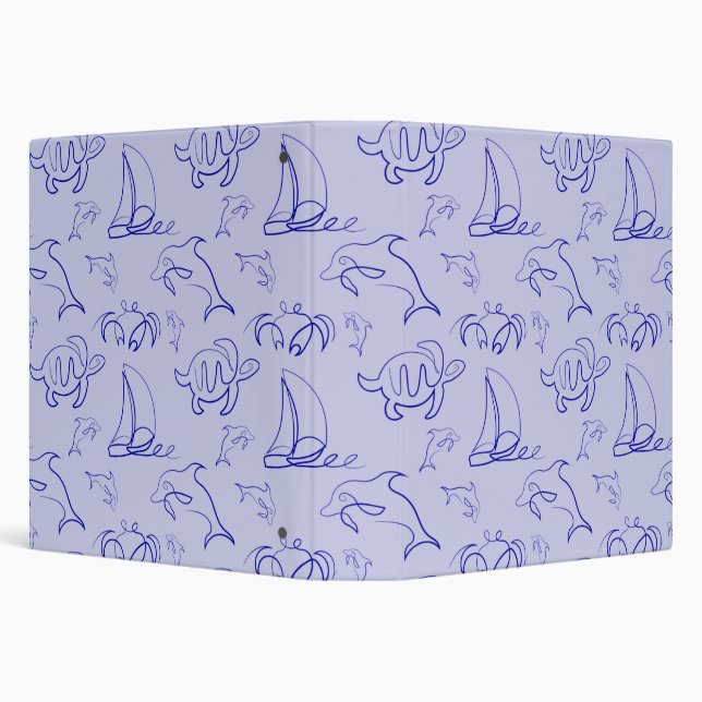Sea animals and sailboat one line drawing pattern  binder (Background)