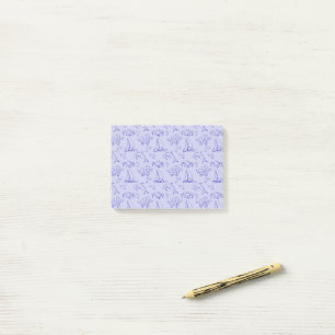 Sea animals and sailboat one line drawing pattern  post-it notes