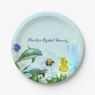 Sea Animals Beach Watercolor Elegant Party Custom Paper Plate