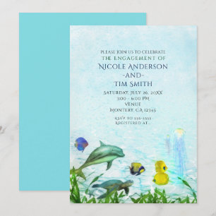 Sea Animals Beach Watercolor Party Invitations