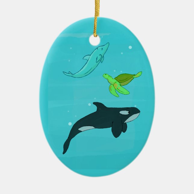 Sea Animals Ceramic Ornament (Front)