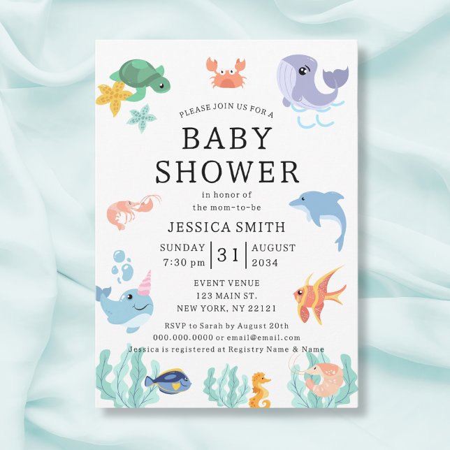 Sea Animals Gender Neutral Baby Shower Invitation (Sea Animals Gender Neutral Baby Shower Invitation
)