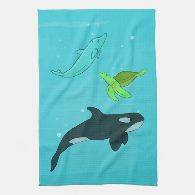 Sea Animals Kitchen Towel (Vertical)