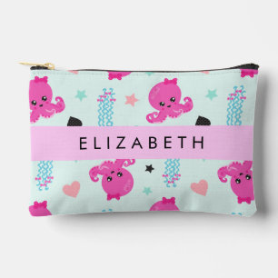 Sea Animals, Octopus, Jellyfish, Hearts, Your Name Accessory Pouch