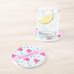 Sea Animals, Octopus, Jellyfish, Hearts, Your Name Coaster