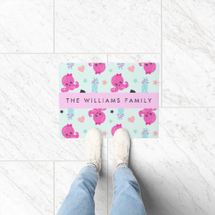 Sea Animals, Octopus, Jellyfish, Hearts, Your Name Doormat