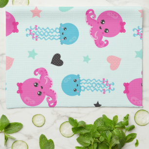 Sea Animals, Sea Life, Octopus, Jellyfish, Hearts Kitchen Towel