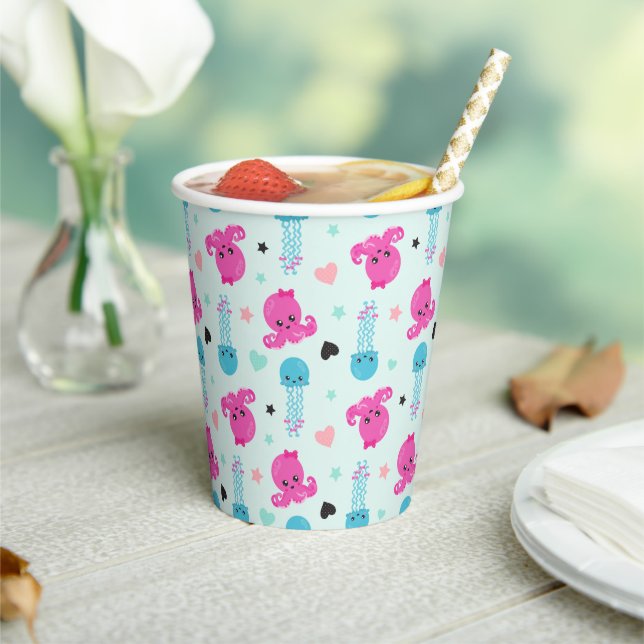 Sea Animals, Sea Life, Octopus, Jellyfish, Hearts Paper Cups (Insitu)