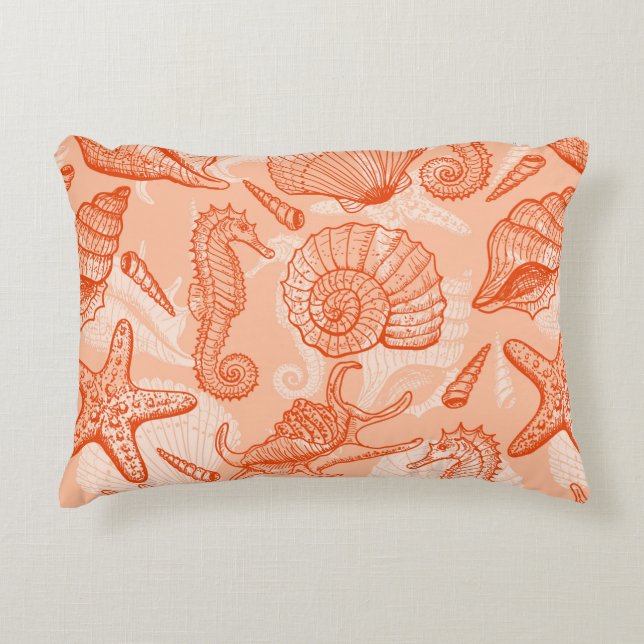Sea animals seamless pattern accent pillow (Front)
