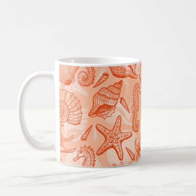 Sea animals seamless pattern coffee mug (Left)