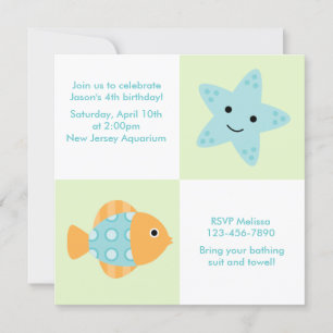 Sea Animals Summer Birthday Party Invitation