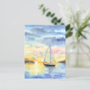 Sea at sunset postcard