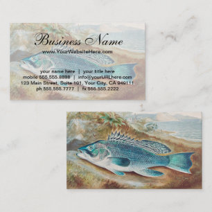 Sea Bass by S.A. Kilbourne, Vintage Fish Business Card
