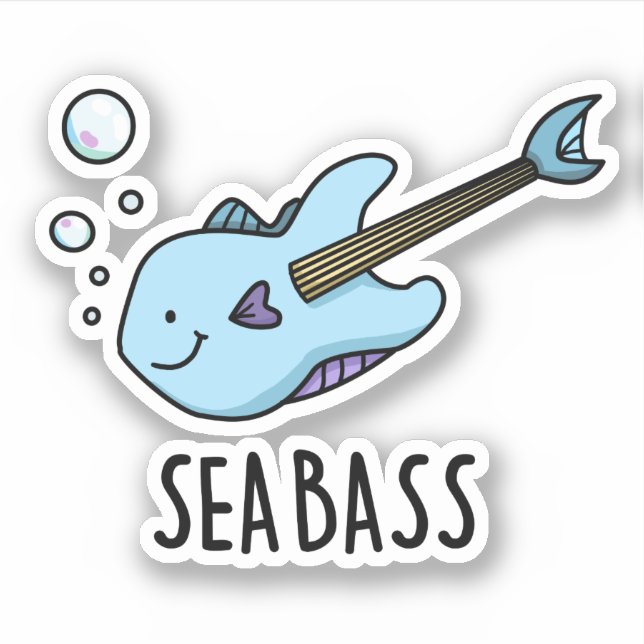 Sea Bass Funny Bass Guitar Fish Pun  (Front)