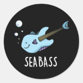Sea Bass Funny Bass Guitar Fish Pun Classic Round Sticker
