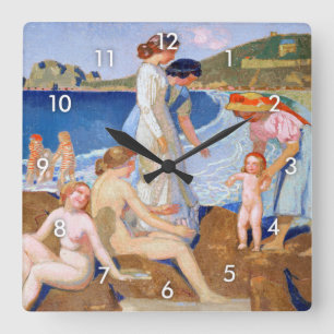 Sea Bathing, Maurice Denis Square Wall Clock
