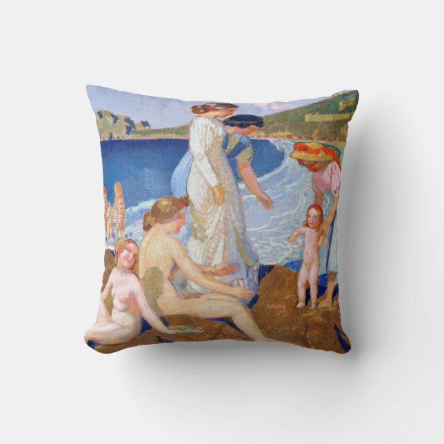 Sea Bathing, Maurice Denis Throw Pillow (Front)