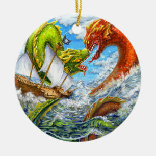 Sea Battle Ceramic Ornament