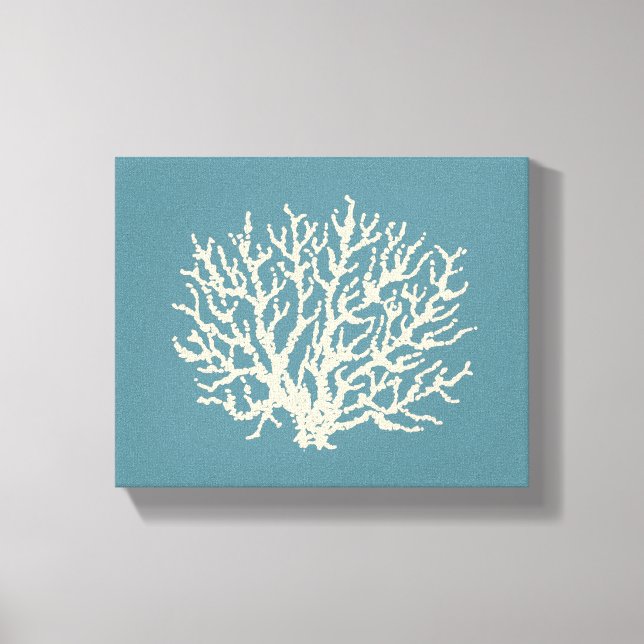 Sea Beach House Coral Wall Art Canvas (Front)
