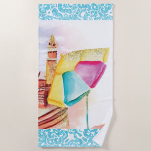 *~* Sea Beach Umbrella Sand Castle Beach Towel