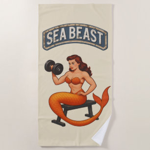 Sea Beast Gym Mermaid Retro Pin-Up Workout Gear Beach Towel