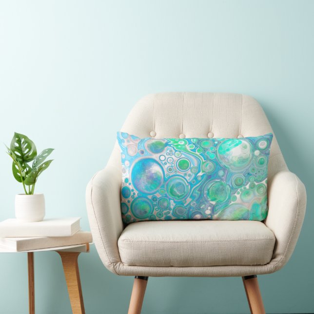 Sea Blue Abstract Bubbles Throw Pillow (Chair)