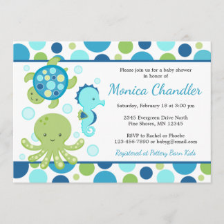 Sea Blue Baby Shower Invitations