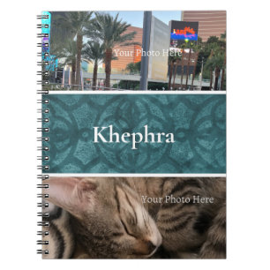 Sea Blue Batik Photo Collage, Border, Name Notebook