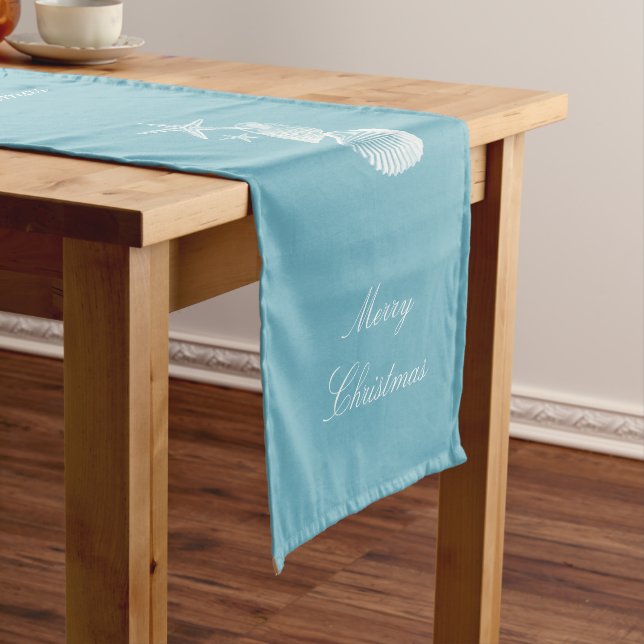 Sea Blue Beach House Christmas Long Table Runner (In Situ)