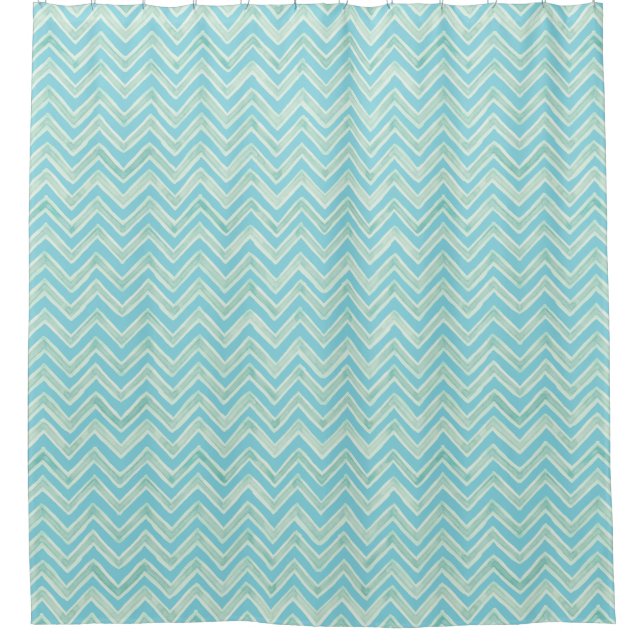 Sea Blue Beach Watercolor Chevron Striped Pattern (Front)