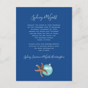 Sea Blue Christmas Cruise Wedding Invitation Postcard