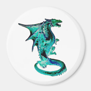 Sea Blue Dragon Circle Magnet