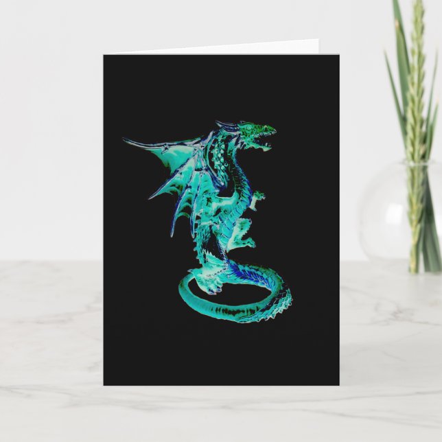 Sea Blue Fantasy Water Dragon Card (Front)