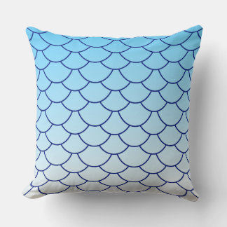 Sea Blue Fish Scale Throw Pillow