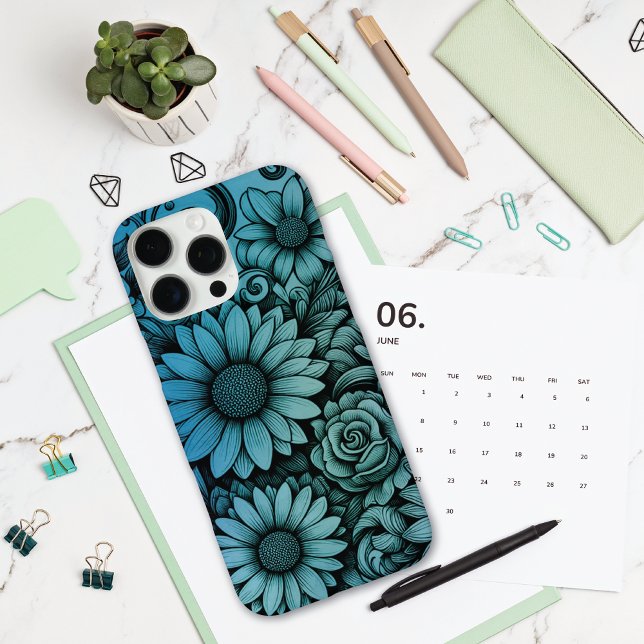 Sea Blue Green Daisy Floral Illustration Case-Mate iPhone Case (Creator Uploaded)